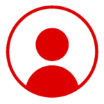 Red outline of a generic human silhouette profile icon.